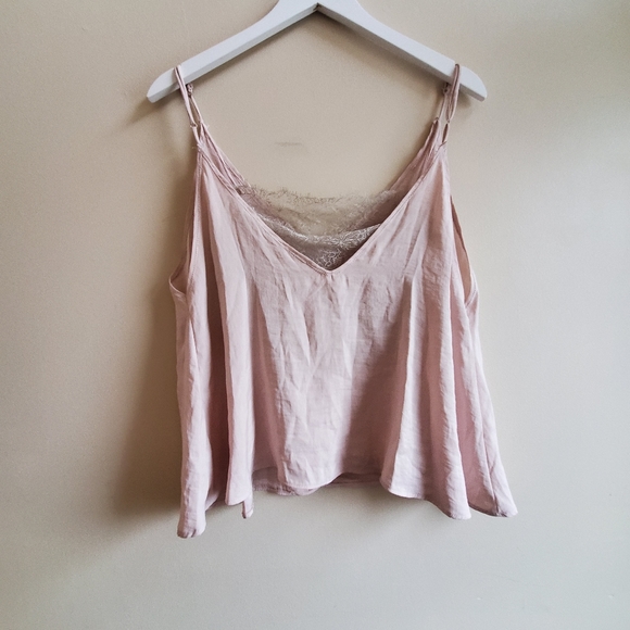 Free People Womens Lace Inset Cami Tank Top, Beige, X-Small - Picture 5 of 9